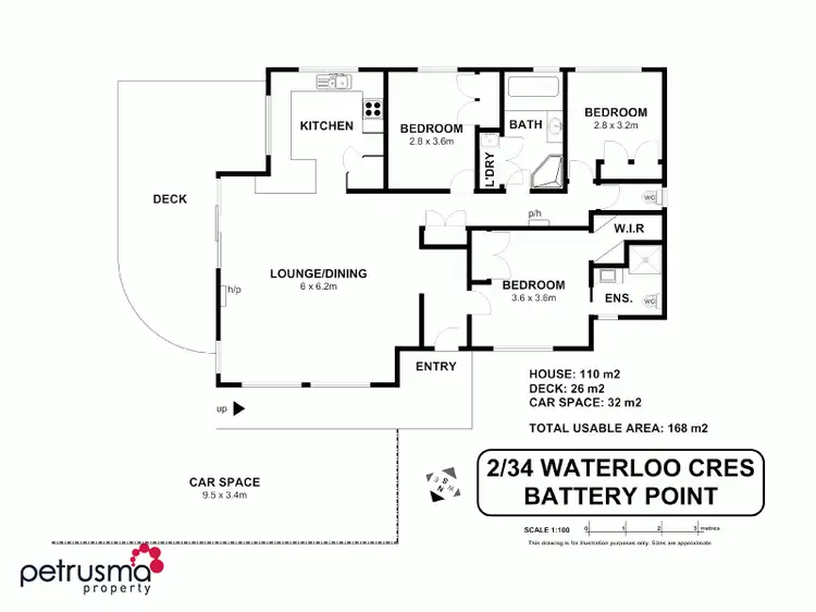 Floorplan of Homely villa listing, 2/34 Waterloo Crescent, Battery Point TAS 7004