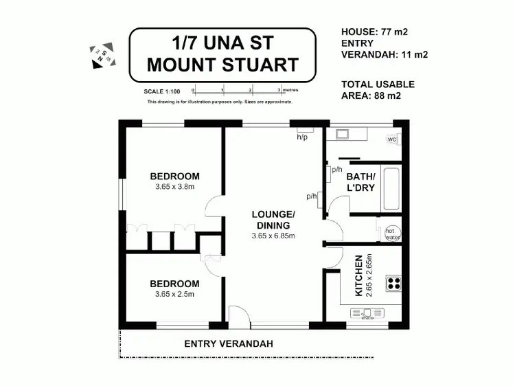 Floorplan of Homely house listing, 1/7 Una Street, Mount Stuart TAS 7000