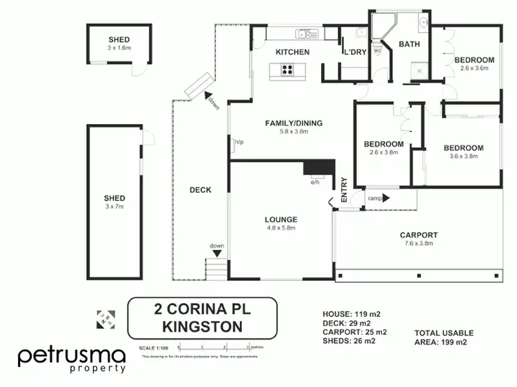Floorplan of Homely house listing, 2 Corina Place, Kingston TAS 7050