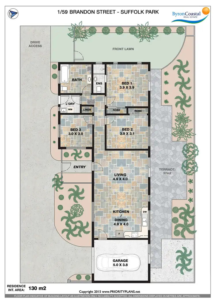 Floorplan of Homely semi-detached listing, 1/59 Brandon Street, Suffolk Park NSW 2481