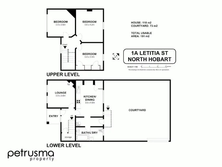 Floorplan of Homely townhouse listing, 1A Letitia Street, North Hobart TAS 7000