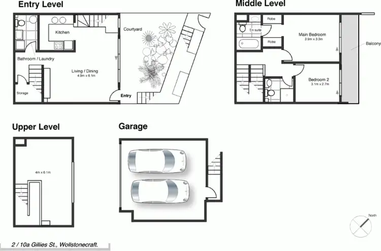 Floorplan of Homely townhouse listing, 2/10A Gillies Street, Wollstonecraft NSW 2065