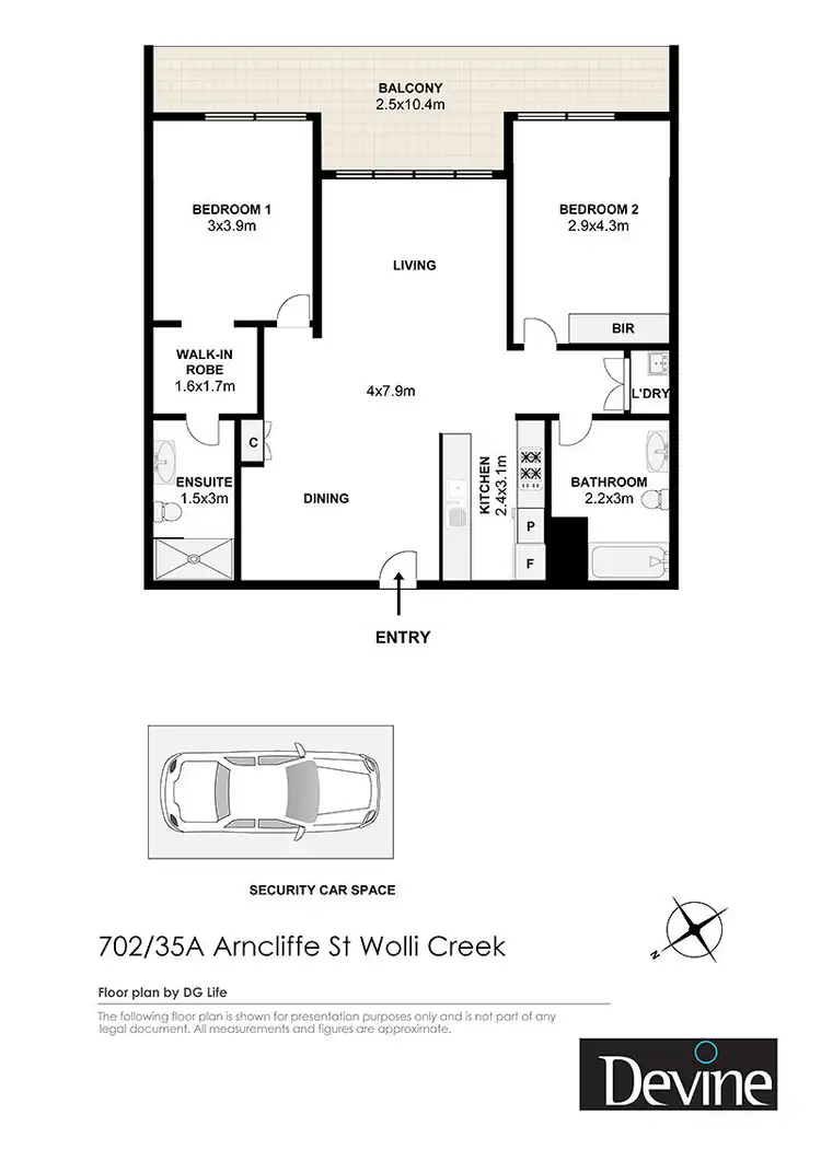 Floorplan of Homely apartment listing, 702/35A Arncliffe Street, Wolli Creek NSW 2205