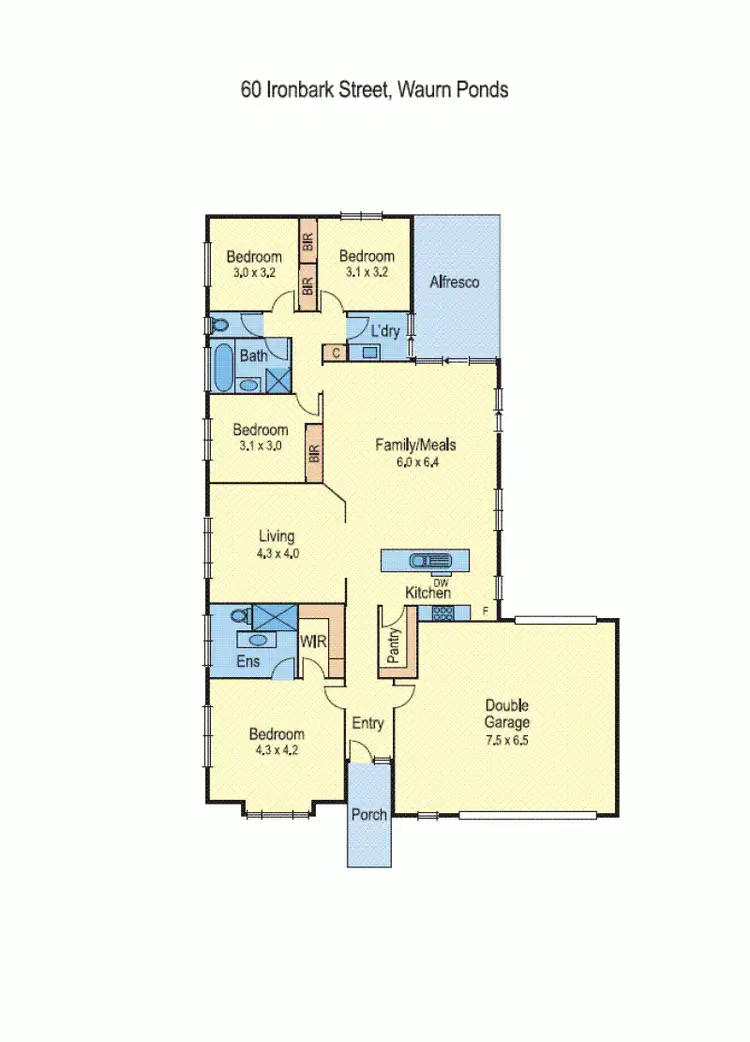 Floorplan of Homely house listing, 60 Ironbark Street, Waurn Ponds VIC 3216