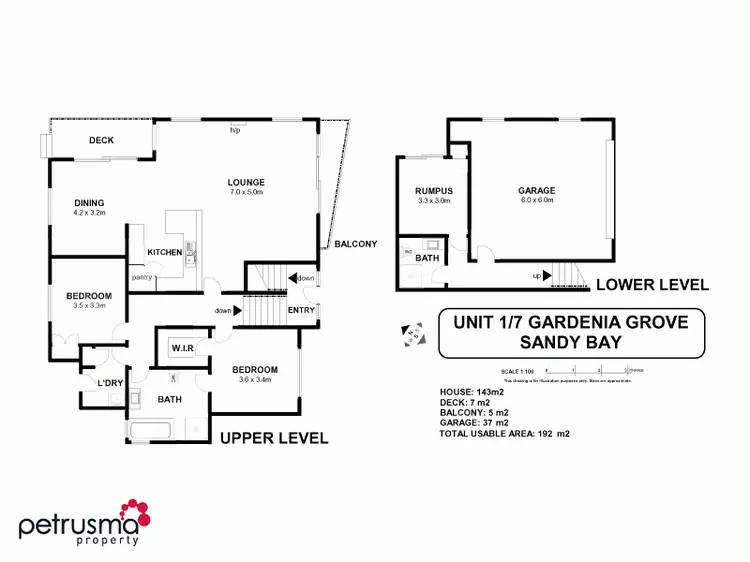 Floorplan of Homely unit listing, 1/7 Gardenia Grove, Sandy Bay TAS 7005