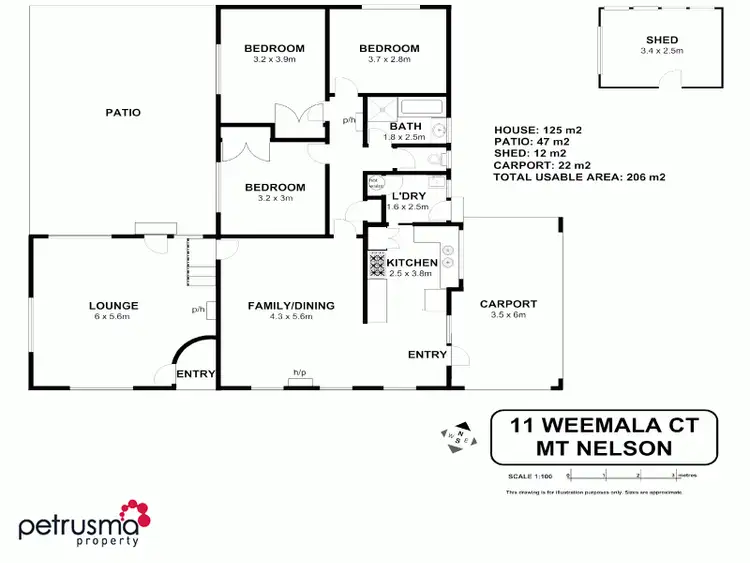 Floorplan of Homely house listing, 11 Weemala Court, Mount Nelson TAS 7007
