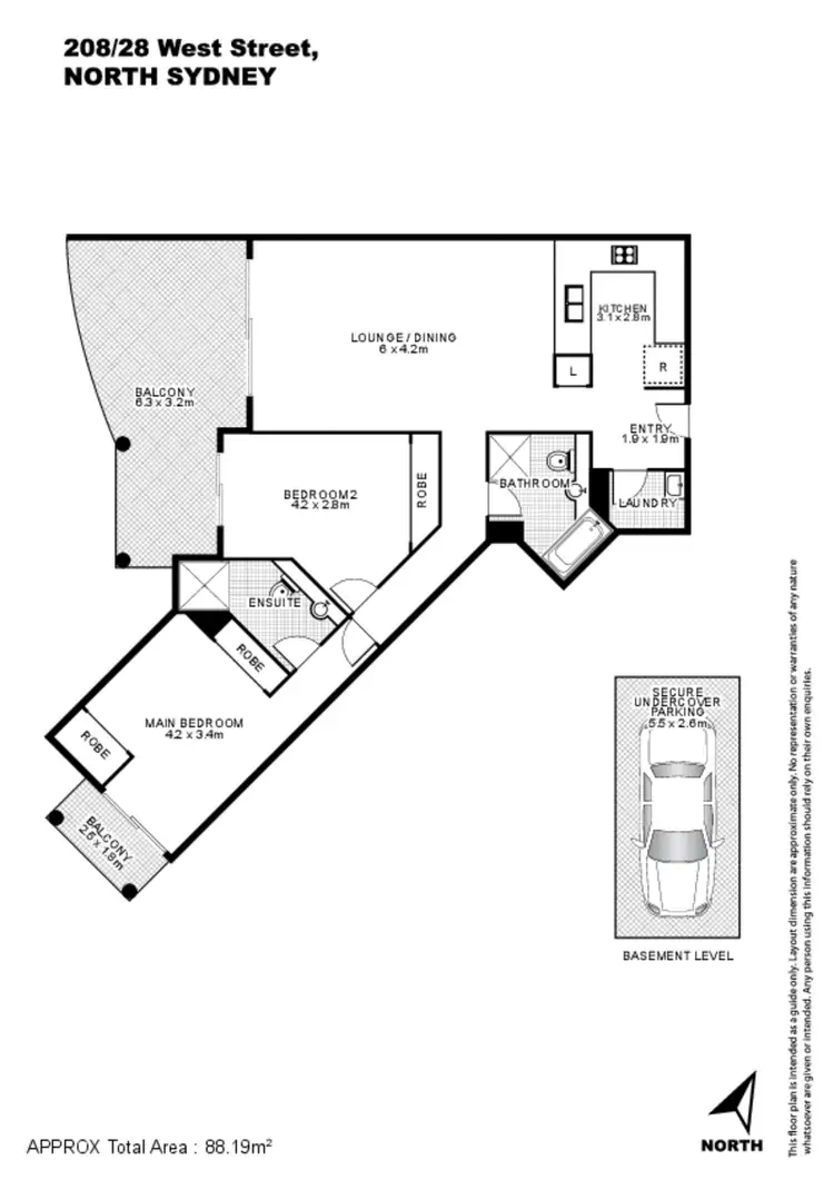 Floorplan of Homely apartment listing, 208/28 West Street, North Sydney NSW 2060
