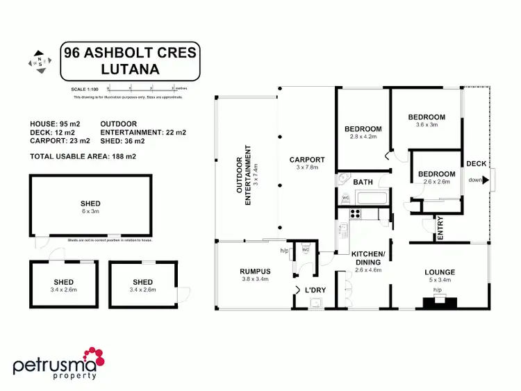 Floorplan of Homely house listing, 96 Ashbolt Crescent, Lutana TAS 7009
