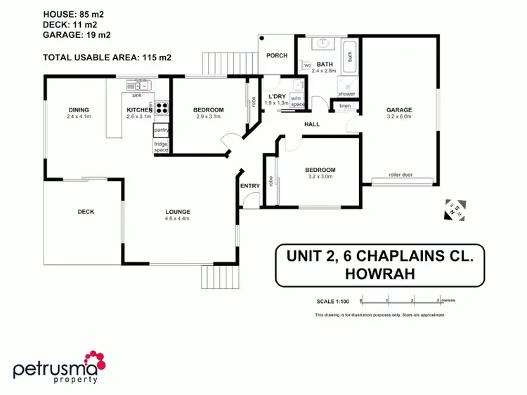 Floorplan of Homely villa listing, 2/6 Chaplains Close, Howrah TAS 7018