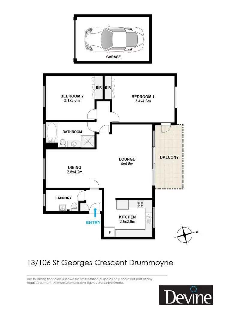 Floorplan of Homely apartment listing, 13/106 Lower St Georges Crescent, Drummoyne NSW 2047