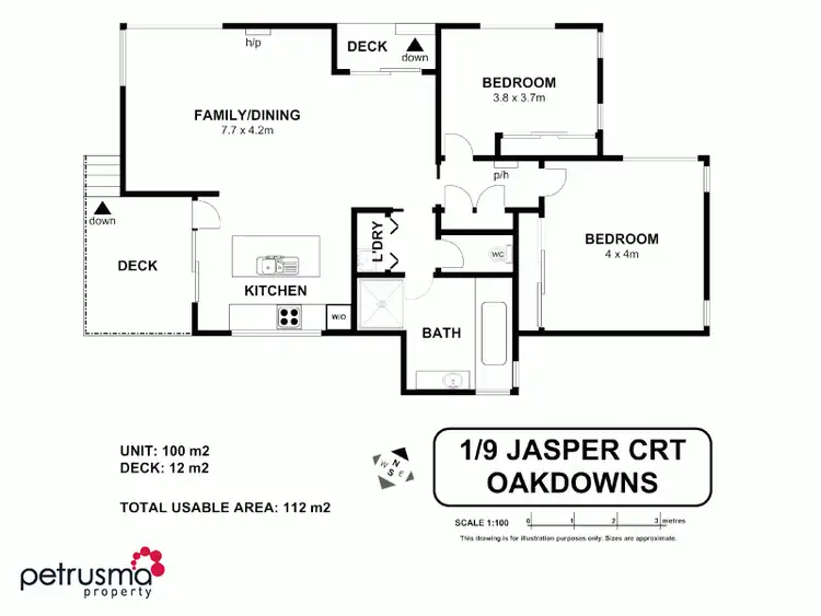 Floorplan of Homely villa listing, 1/9 Jasper Court, Oakdowns TAS 7019