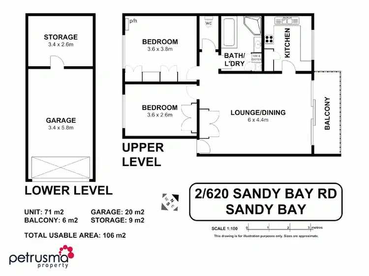 Floorplan of Homely unit listing, 2/620 Sandy Bay Road, Sandy Bay TAS 7005