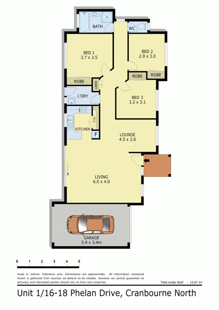Floorplan of Homely unit listing, 1/16 PHELAN DRIVE, Cranbourne North VIC 3977