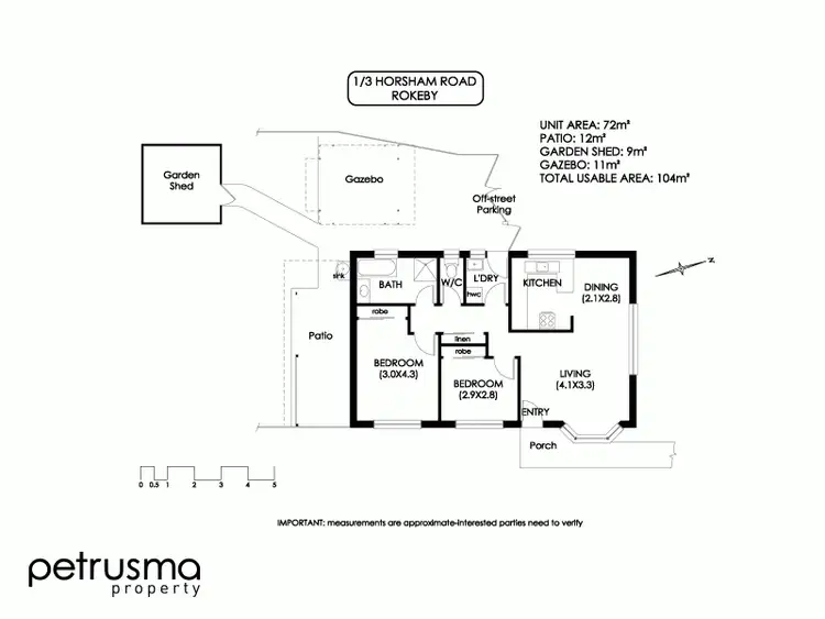 Floorplan of Homely unit listing, 1/3 Horsham Road, Oakdowns TAS 7019
