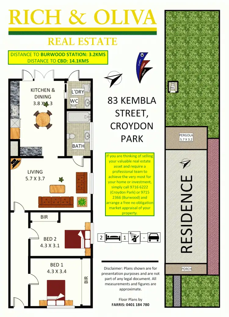 Floorplan of Homely semi-detached listing, 83 Kembla Street, Croydon Park NSW 2133