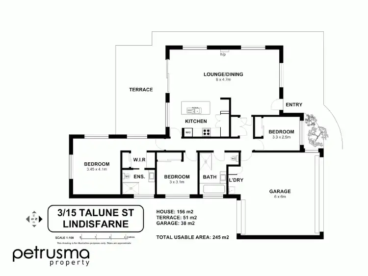 Floorplan of Homely villa listing, 3/15 Talune Street, Lindisfarne TAS 7015