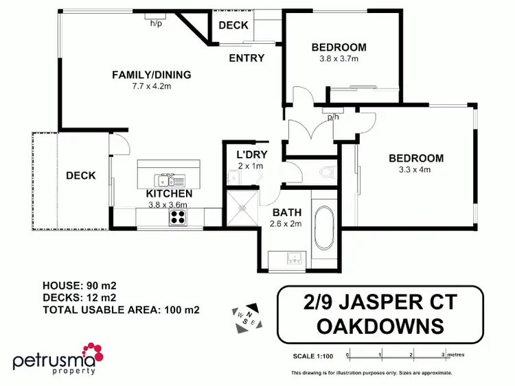 Floorplan of Homely villa listing, 2/9 Jasper Court, Oakdowns TAS 7019