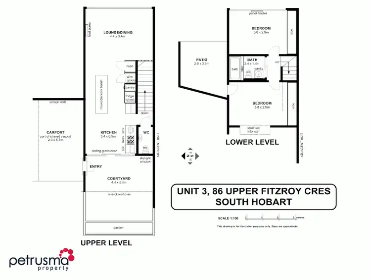 Floorplan of Homely unit listing, 3/86 Upper Fitzroy Crescent, South Hobart TAS 7004