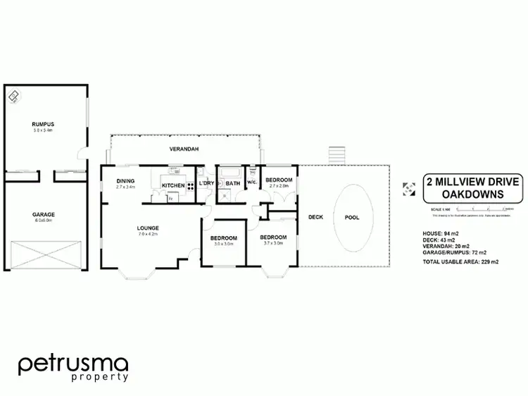 Floorplan of Homely house listing, 2 Millview Drive, Oakdowns TAS 7019