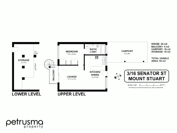 Floorplan of Homely house listing, 3/16 Senator Street, Mount Stuart TAS 7000