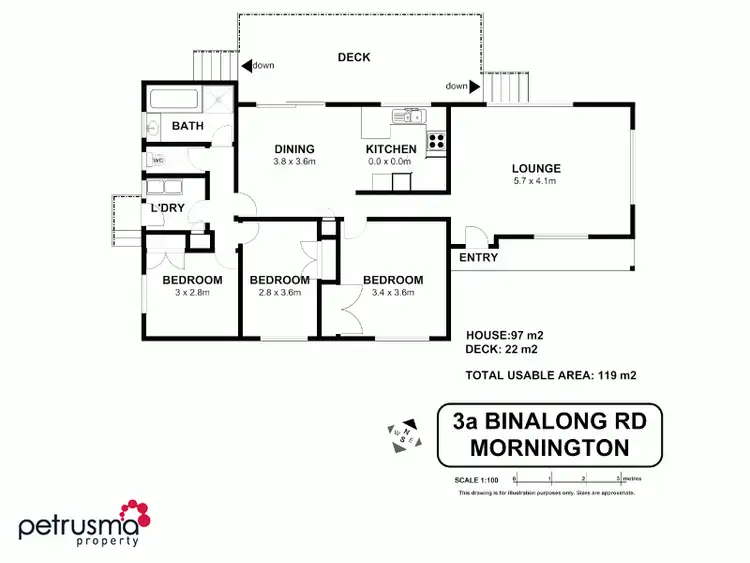 Floorplan of Homely unit listing, 3A Binalong Road, Mornington TAS 7018