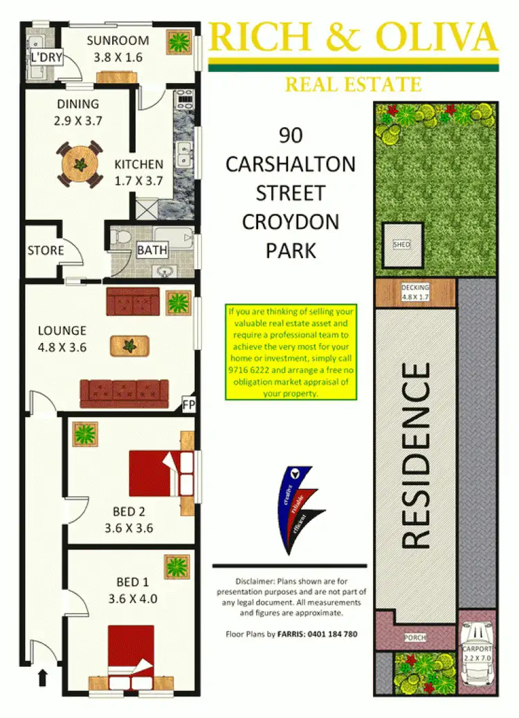 Floorplan of Homely semi-detached listing, 90 Carshalton Street, Croydon Park NSW 2133