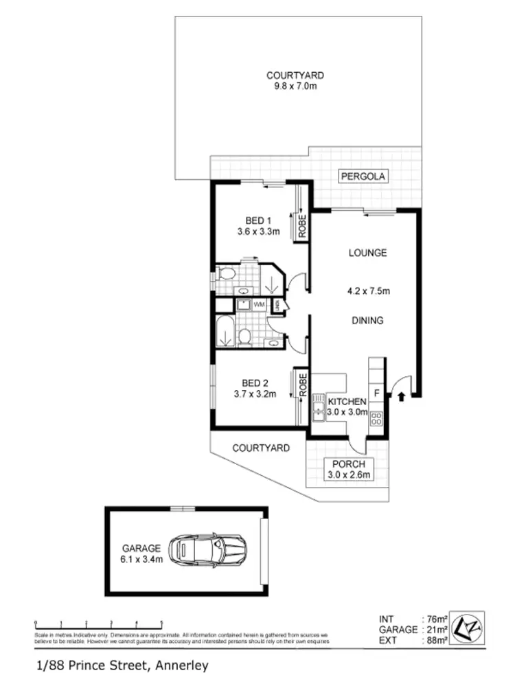 Floorplan of Homely unit listing, 1/88 Prince Street, Annerley QLD 4103