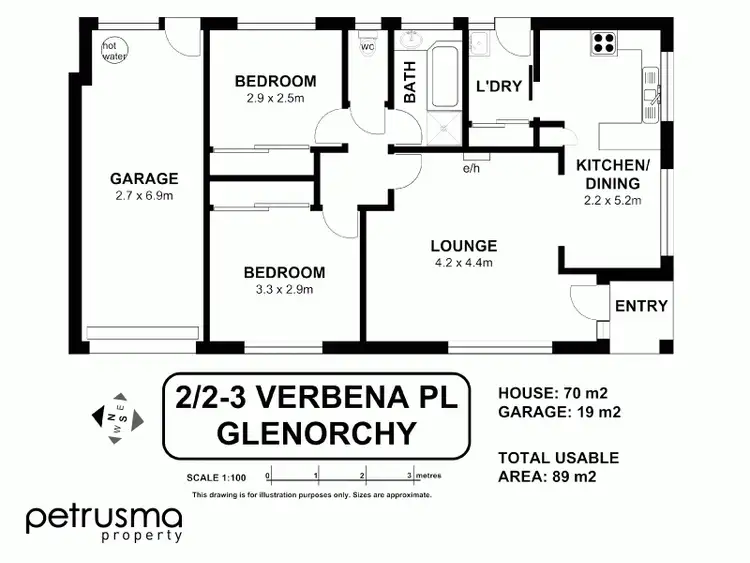 Floorplan of Homely house listing, 2/2-3 Verbena Place, Glenorchy TAS 7010