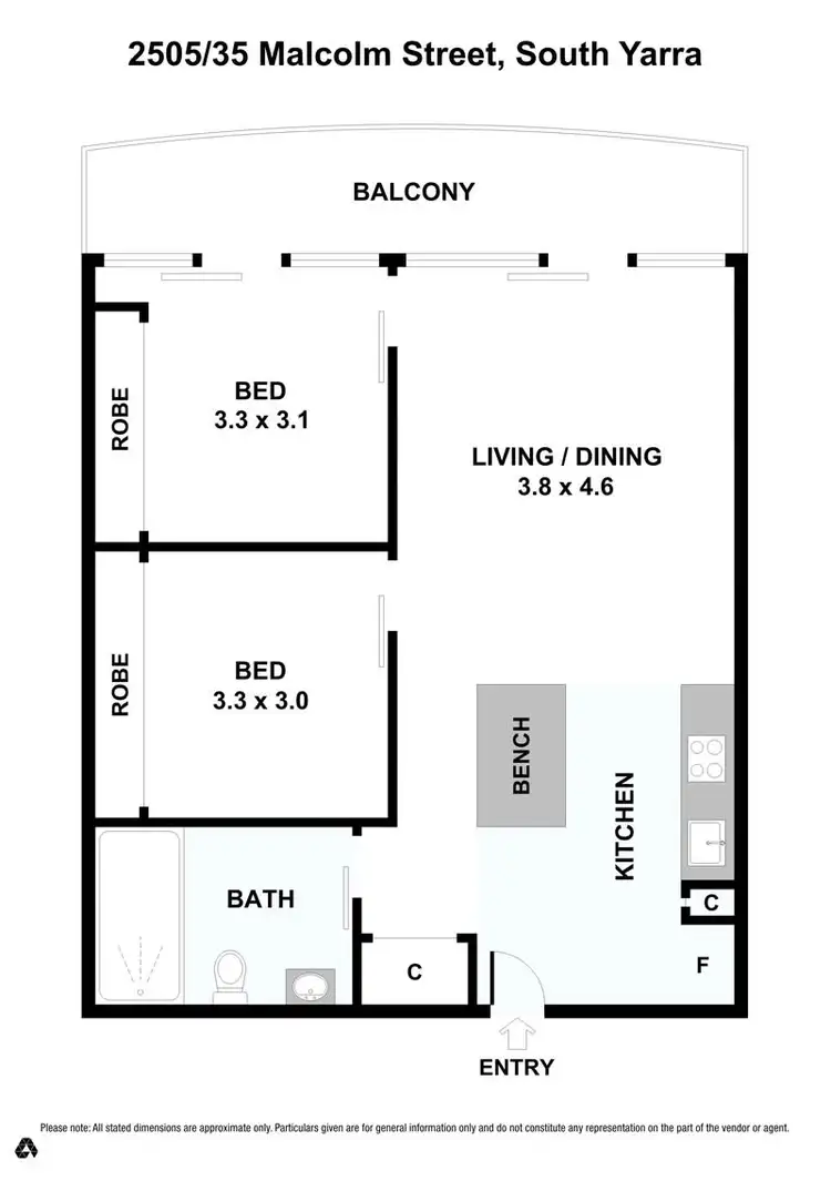 Floorplan of Homely apartment listing, 2505/35 Malcolm Street, South Yarra VIC 3141
