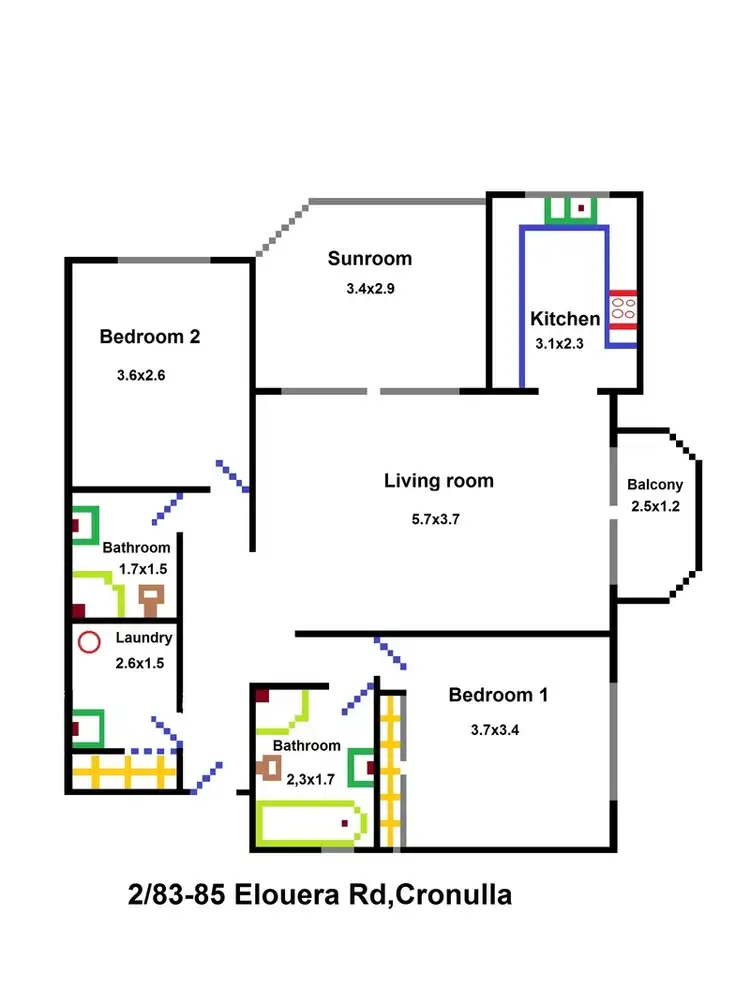 Floorplan of Homely apartment listing, 2/83-85 Elouera Road, Cronulla NSW 2230