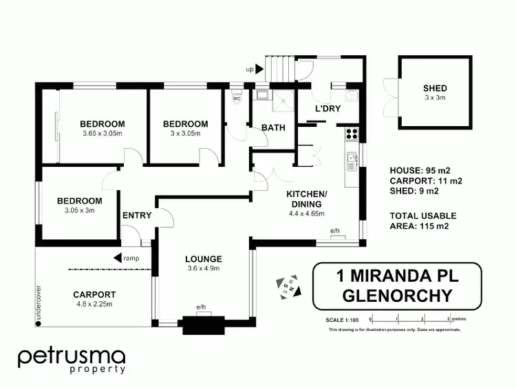 Floorplan of Homely house listing, 1 Miranda Place, Glenorchy TAS 7010