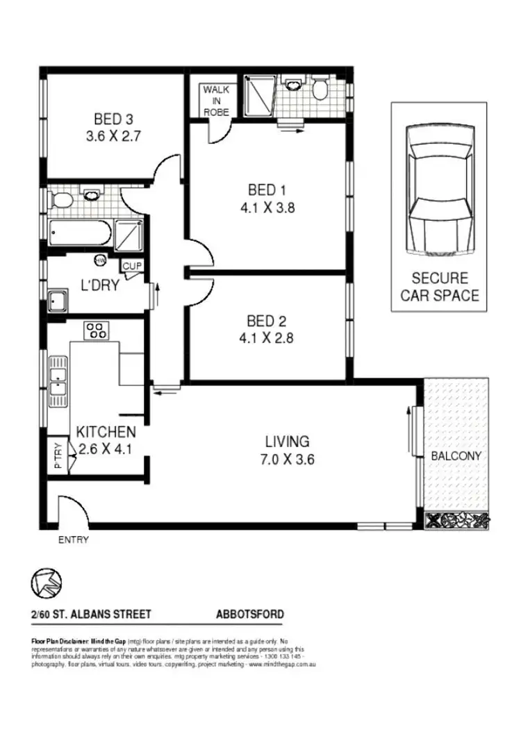 Floorplan of Homely apartment listing, Unit 2/60 St Albans Street, Abbotsford NSW 2046