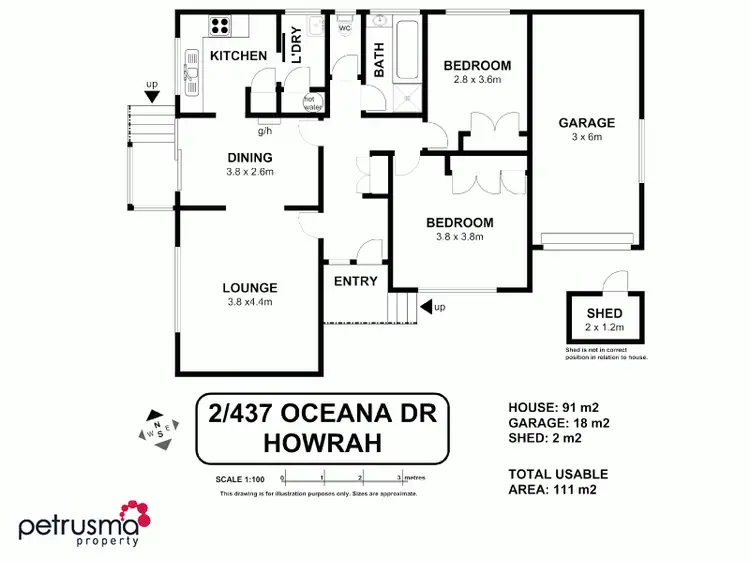Floorplan of Homely villa listing, 2/437 Oceana Drive, Howrah TAS 7018