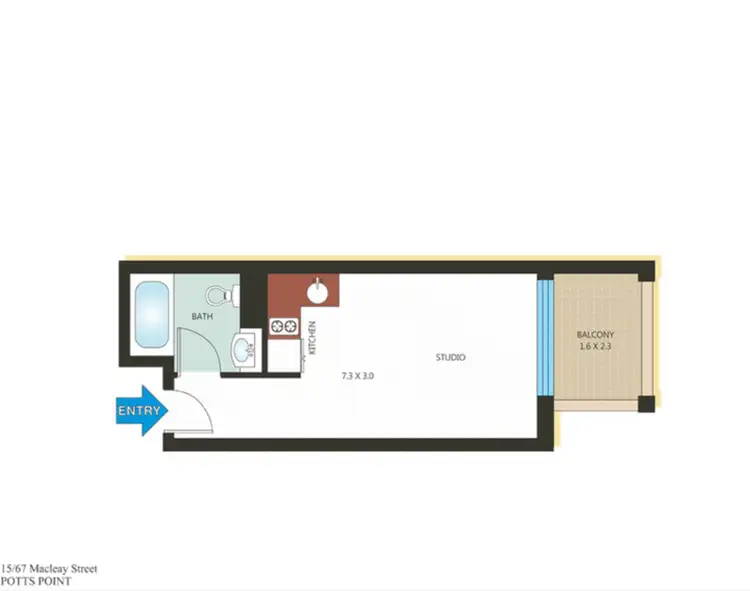 Floorplan of Homely studio listing, 15/67 Macleay Street, Potts Point NSW 2011