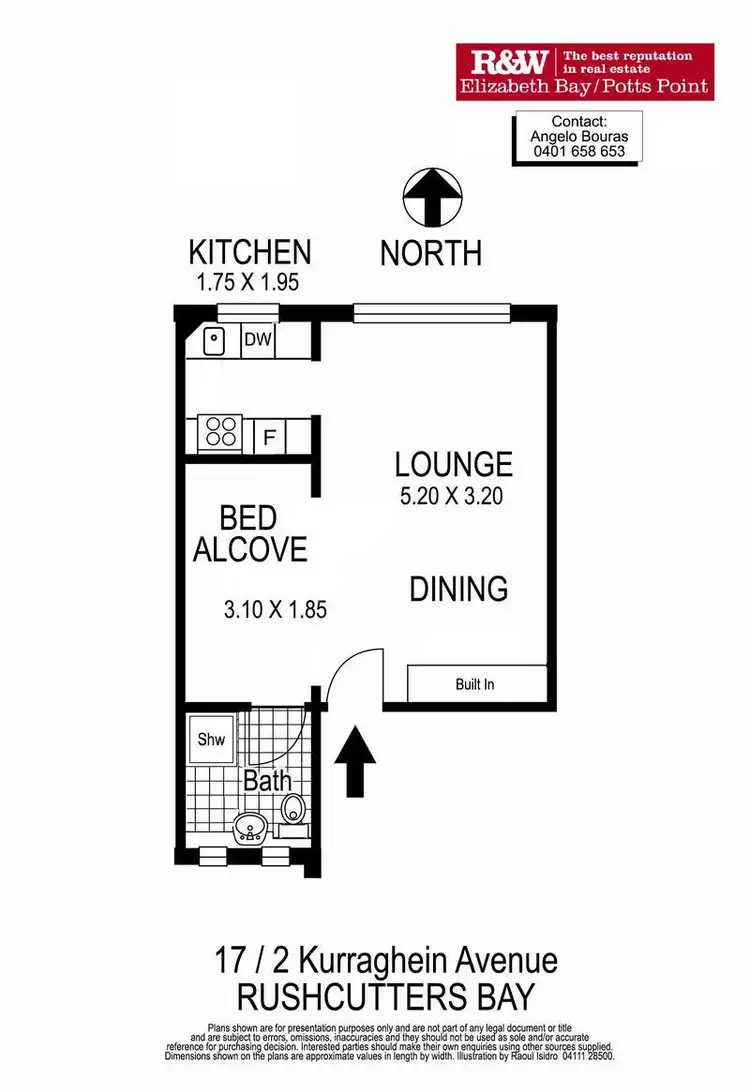 Floorplan of Homely studio listing, 17/2 Kurraghein Avenue, Rushcutters Bay NSW 2011