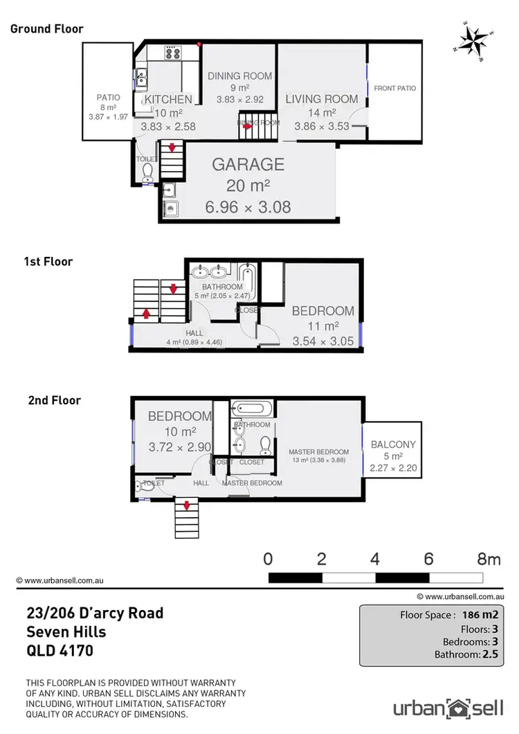 Floorplan of Homely townhouse listing, 23/206 D'Arcy Road, Seven Hills QLD 4170