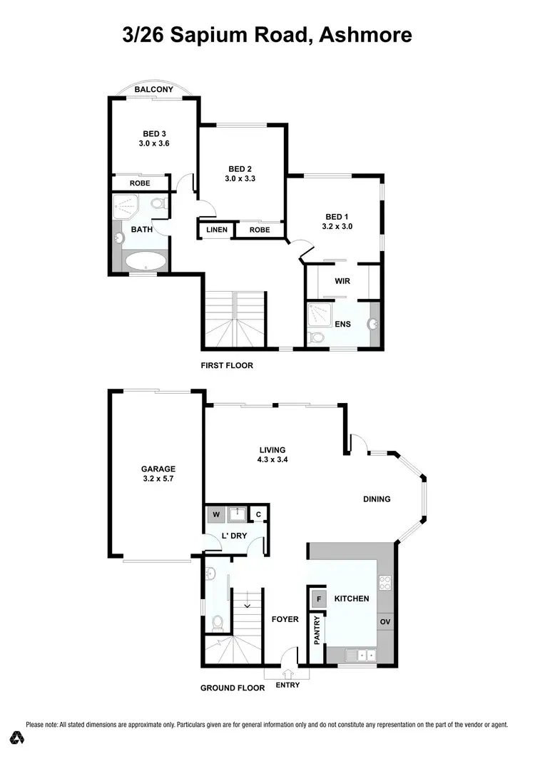 Floorplan of Homely townhouse listing, 3/26 Sapium Road, Ashmore QLD 4214