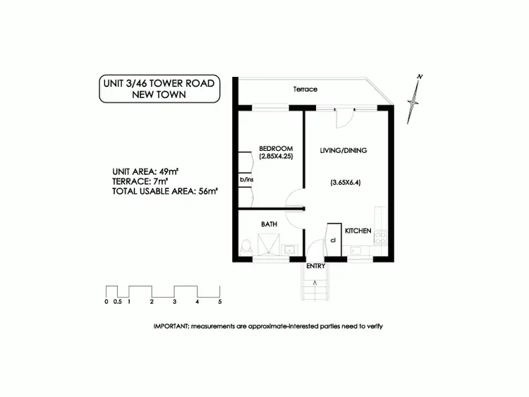 Floorplan of Homely unit listing, 3/46 Tower Road, New Town TAS 7008