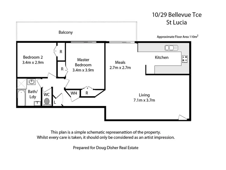 Floorplan of Homely unit listing, 10/29 Bellevue Terrace, St Lucia QLD 4067