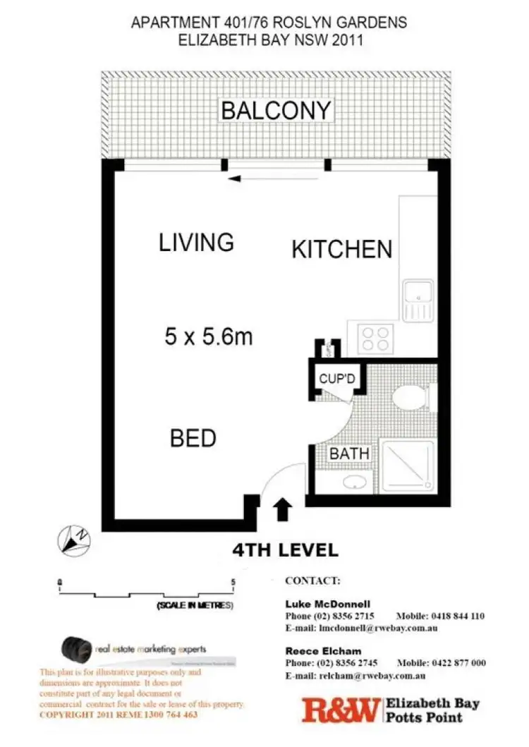 Floorplan of Homely studio listing, 401/76 Roslyn Gardens, Elizabeth Bay NSW 2011