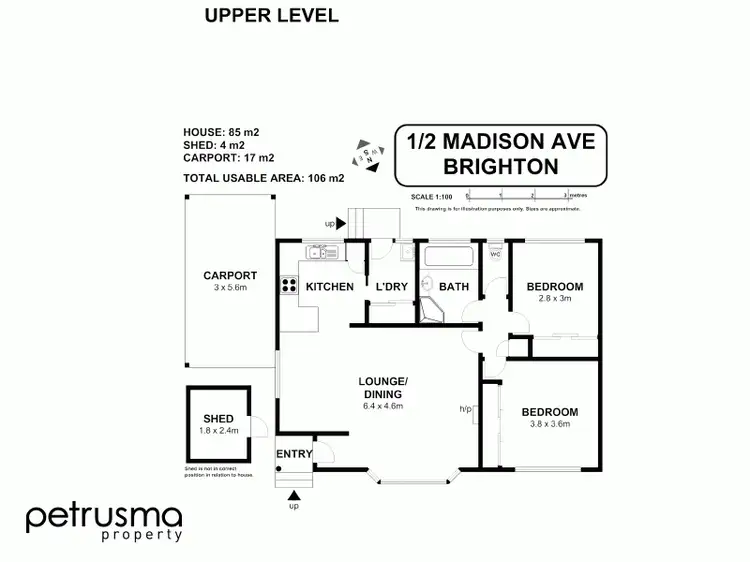Floorplan of Homely unit listing, 1/2 Madison Ave, Brighton TAS 7030