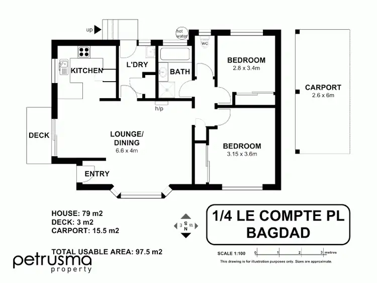 Floorplan of Homely villa listing, 1/4 Le Compte Place, Bagdad TAS 7030