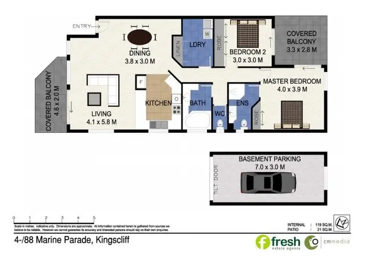 Floorplan of Homely unit listing, 4/188 Marine Parade, Kingscliff NSW 2487