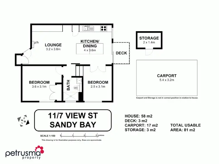 Floorplan of Homely unit listing, 11/7 View Street, Sandy Bay TAS 7005