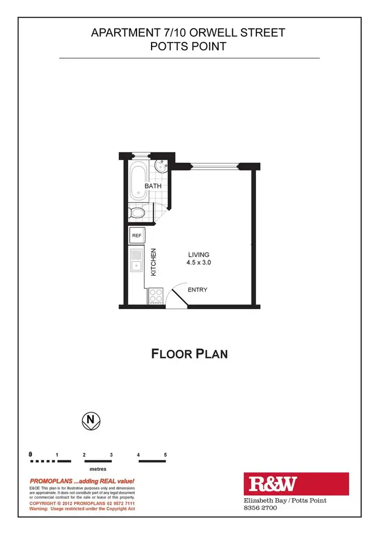 Floorplan of Homely studio listing, 7/10 Orwell Street, Potts Point NSW 2011