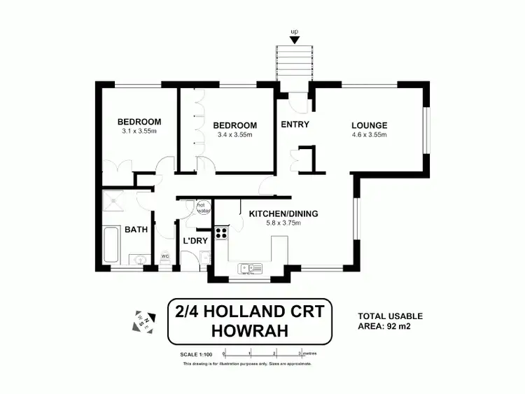 Floorplan of Homely unit listing, 2/4 Holland Court, Howrah TAS 7018