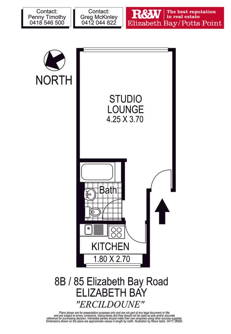Floorplan of Homely studio listing, 8B/85 Elizabeth Bay Road, Elizabeth Bay NSW 2011