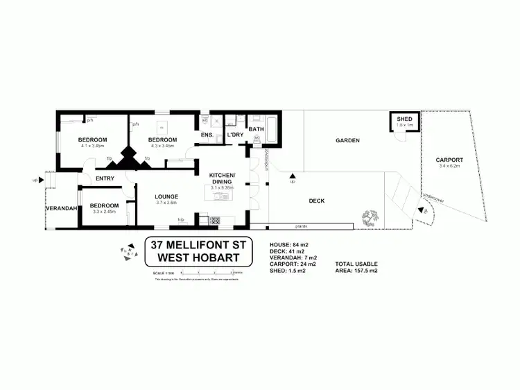 Floorplan of Homely house listing, 37 Mellifont Street, West Hobart TAS 7000
