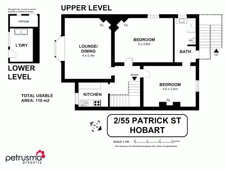 Floorplan of Homely unit listing, 2/55 Patrick Street, Hobart TAS 7000