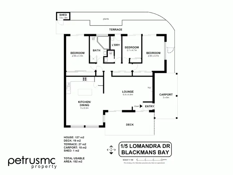 Floorplan of Homely villa listing, 1/5 Lomandra Drive, Blackmans Bay TAS 7052